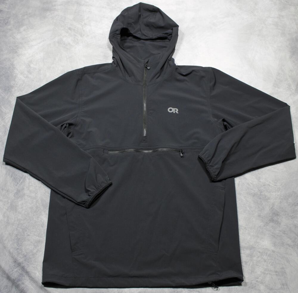 Outdoor Research Jacket Mens Small Black Ferrosi Anorak Hooded 1/2 Zip Softshell